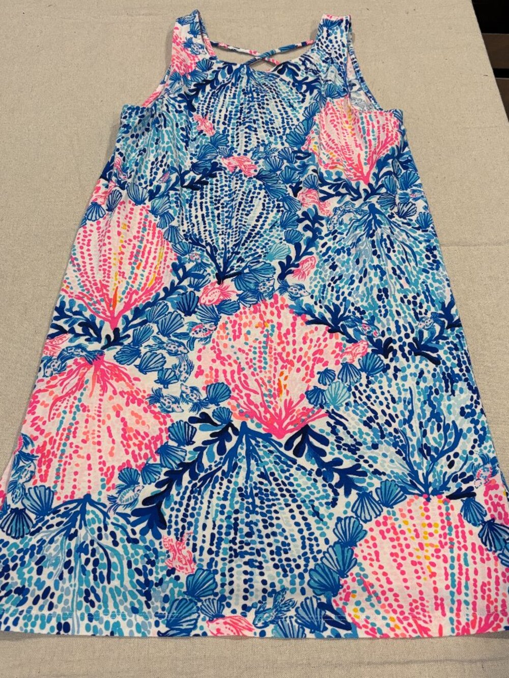Lilly Pulitzer Dress Womens Size Medium Blue Pink Floral Sleevelss Knee Length